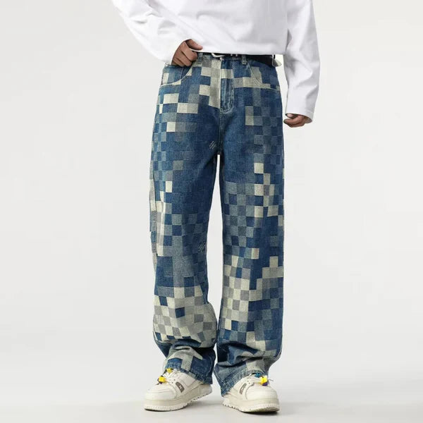 Tidløsia™ - Jeans med brede ben og pixelmønster