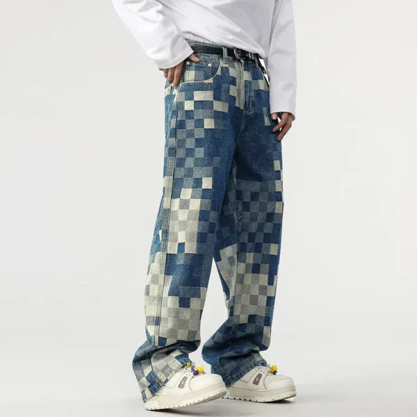 Tidløsia™ - Jeans med brede ben og pixelmønster